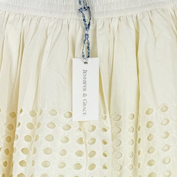 Jennifer & Grace Women Ecru Lined Eyelet Maxi Skirt Size Small Elastic Waist NWT - Picture 5 of 12